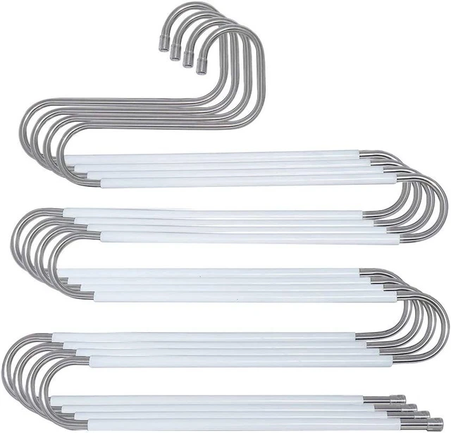 HonTop 4 Pack White Pants Hangers Stainless Steel 4PCS nonslip white,