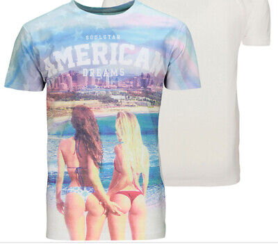 Men's T-Shirt Tee Top Spiaggia Ragazze ORIZZ. bikini bandiera americana Retrò Vintage T-shirt