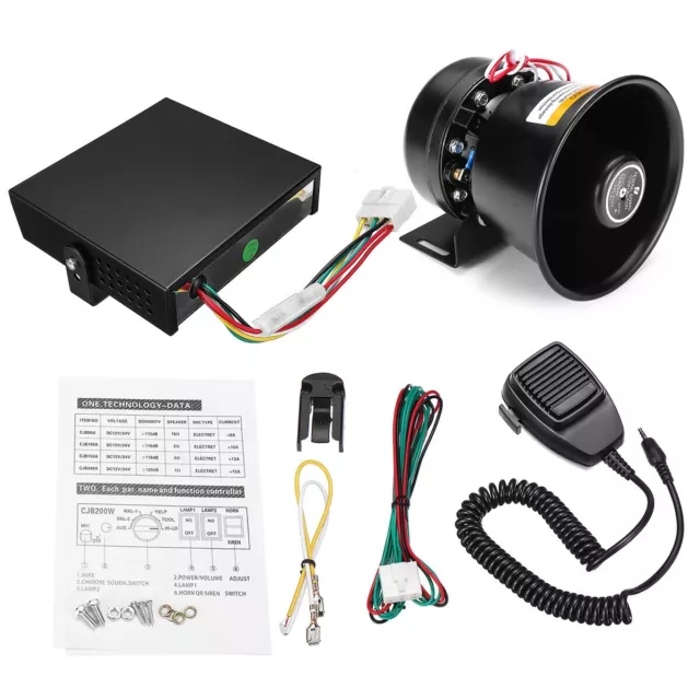 9 Sound Loud Car Alarm Fire Horn Siren PA Speaker MIC System Universal 400W 12V