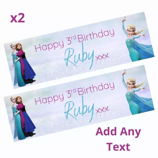 2x Personalised Disney ELSA ANNA Frozen Birthday Banner LARGE Kids Party Poster