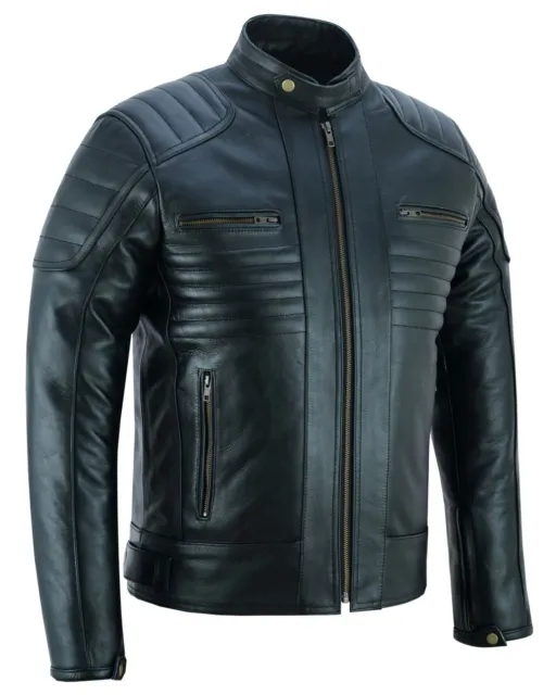 Motorbike Motorcycle Leather Jacket Genuine Leather Black