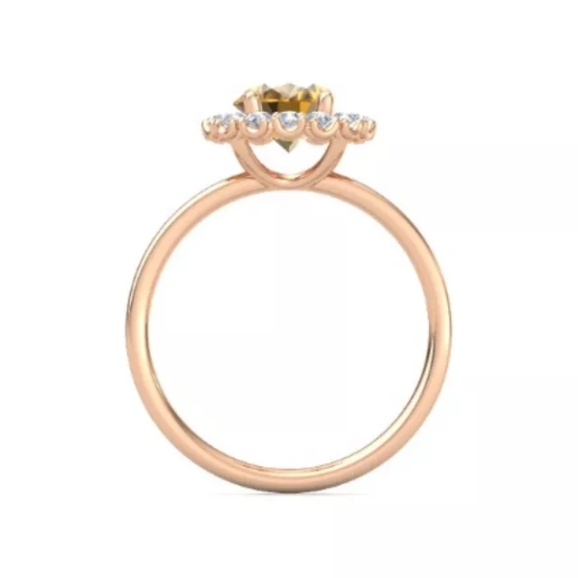 14K ROSE GOLD 1.36Ct Oval Cut Natural Citrine Diamond Bridal Wedding ...