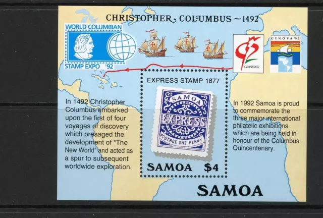 Samoa 1992 SG MS 881 Columbus Discovery of USA Ships  MNH