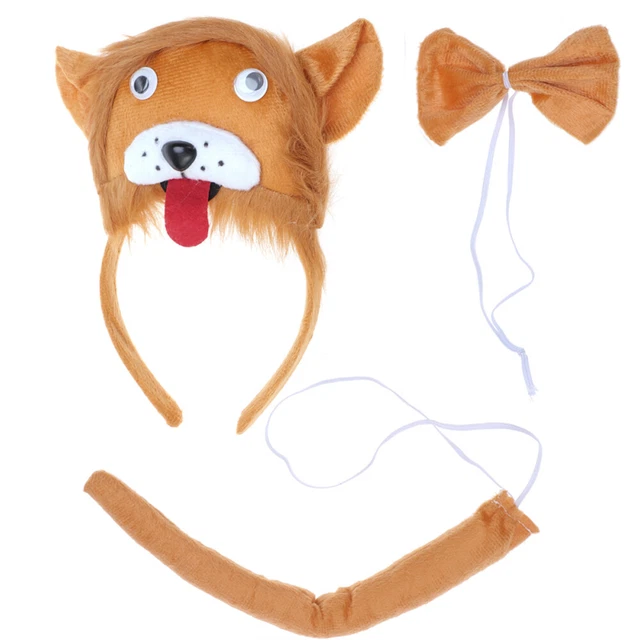 3 pz regali festa animali coda in pelliccia sintetica costume uomo bambino orecchio
