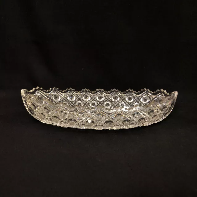 American Brilliant Period ABP Oval Bowl Clear Cut  Crystal Saw Tooth1876-1920