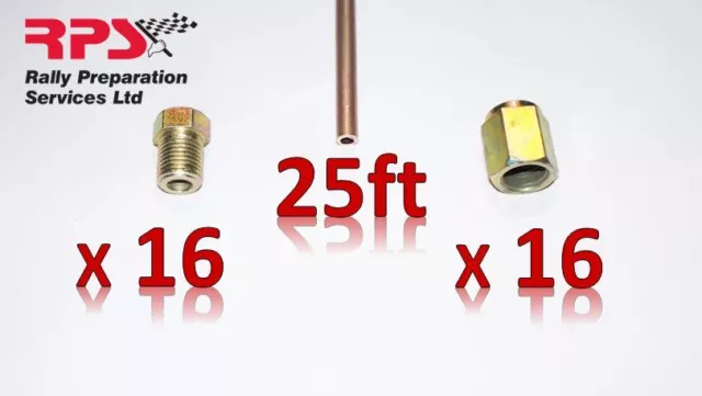 Copper Nickel Kunifer Brake Pipe 25ft 3/16", 32 x Metric Fully Threaded M&F Ends