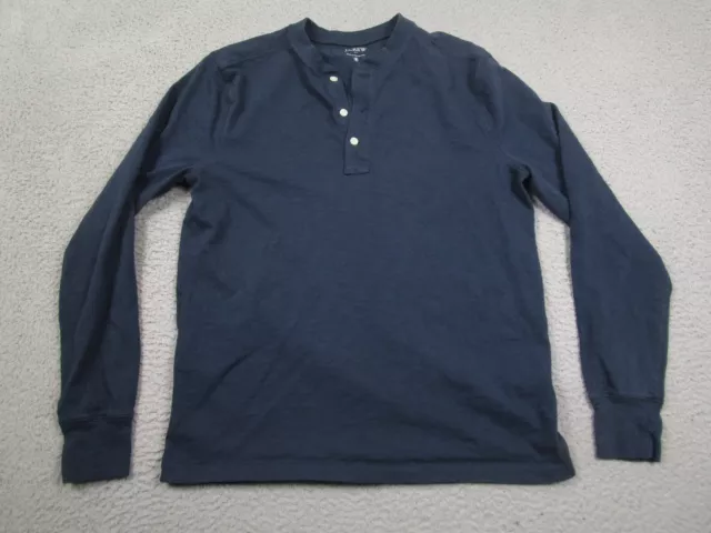 J Crew Shirt Mens Medium Blue Henley Neck Long Sleeve Basic Minimal