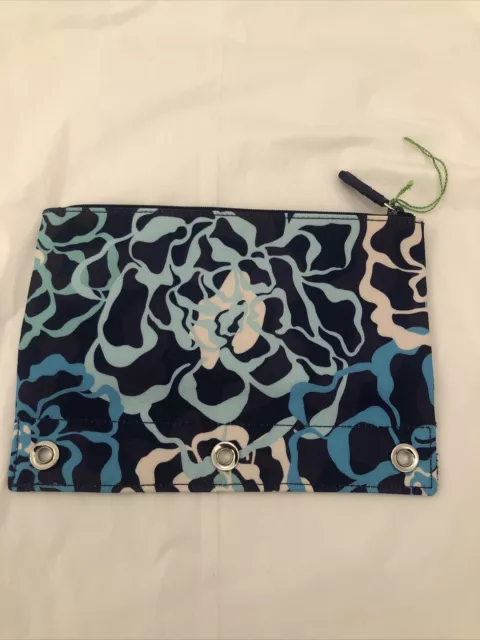 Vera Bradley Pencil Pouch KATALINA BLUES Pen Case for NoteBook Binder Art NWOT