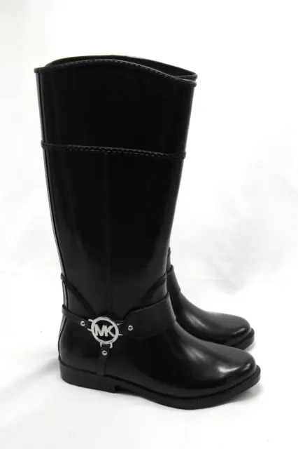 Michael Kors Womens 7M Fulton Harness Tall Knee 16" Black Rubber Rain Boots