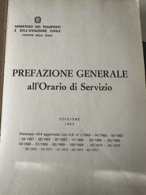 PREFAZIONE GENERALE ALL’ORARIO DI SERVIZIO - Ferrovie Dello Stato - ED. 1963