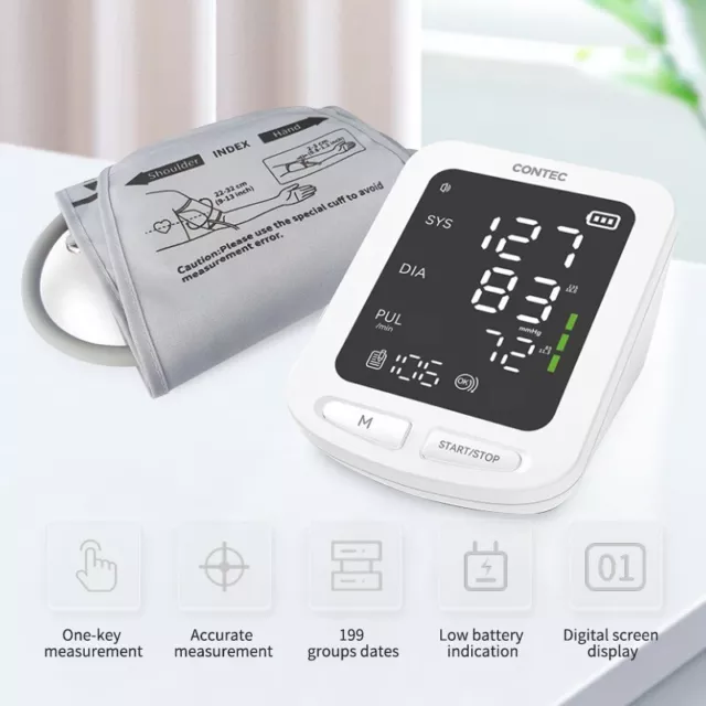 FR CONTEC Digital Wrist Blood Pressure Monitor BP Cuff LCD Heart Rate Machine