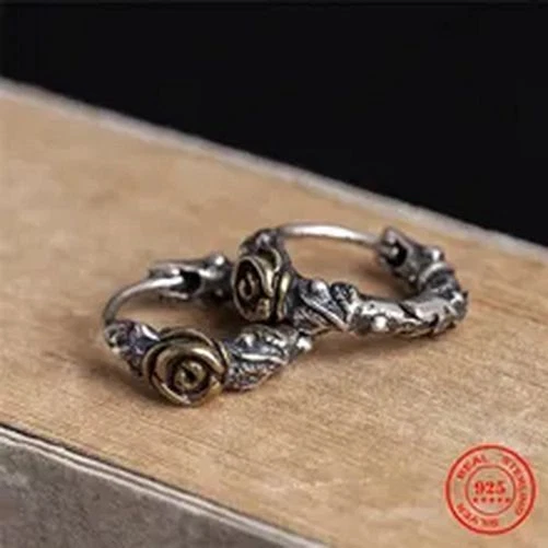 1PC Flower Hoop Earrings Silver Color Earring Dangles Women Girls Jewelry Gifts