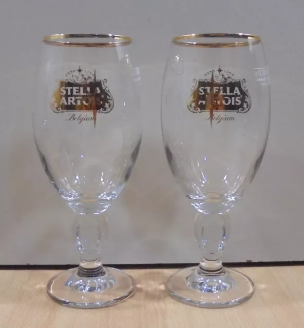 Stella Artois Beer Advertisign Set Of Two Glasses 330Ml