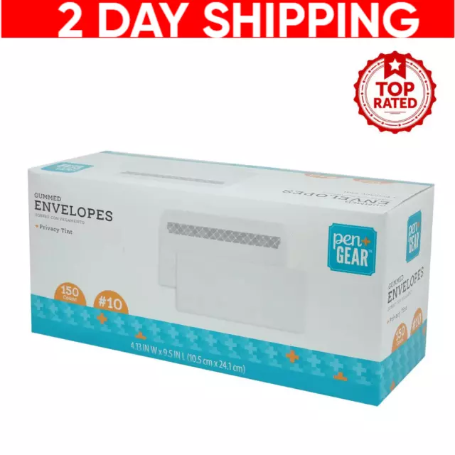 Envelopes White Letter Mailing Shipping, 4.125" x 9.5", 150 Count mail document