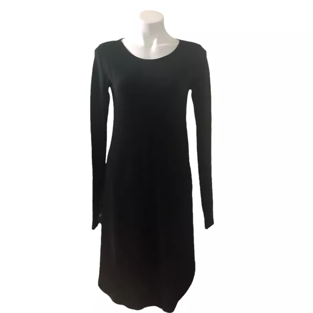 James Perse Standard Womens 2 (US Medium) Black Knit Midi Dress Long Sleeve