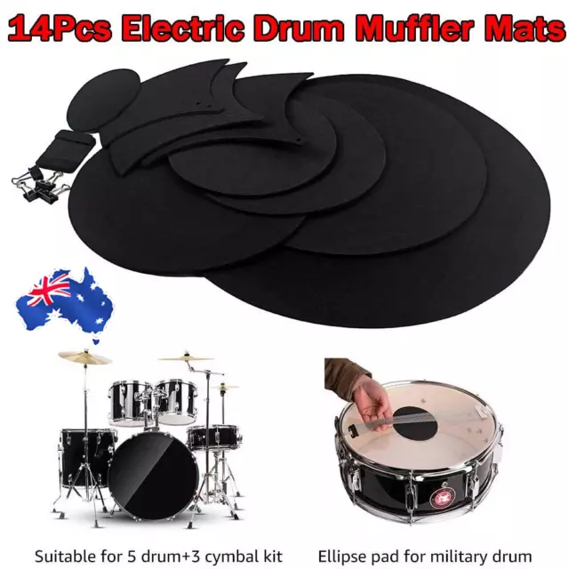 14Pcs Drum Mute Pads Silencer Drumming Practice Rubber Foam Pad Cymbal Mute Pad