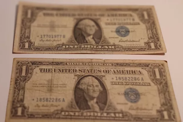 one dollar bill blue seal 1957 silver certificate  star note