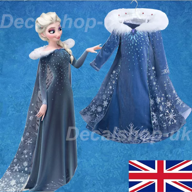 Costume da festa Frozen 2 Elsa vestito ragazze fantasia cosplay bambini NUOVO
