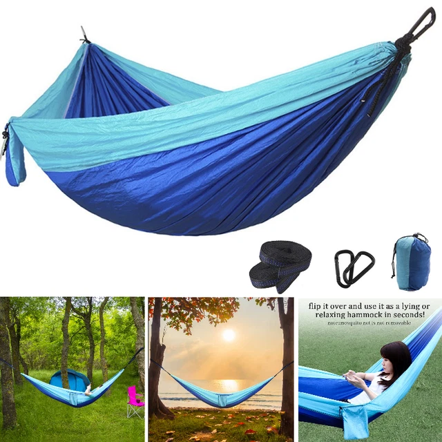 Camping Double Hammock Nylon Outdoor Garden Hanging Bed Yard Cradle Swing Chair