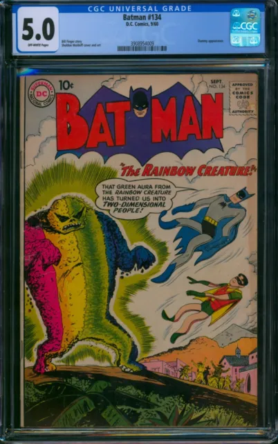 Batman #134 🌟 CGC 5.0 🌟 The Rainbow Creature! Dummy Appearance DC Comic 1960