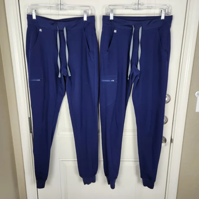Lot of 2 Figs Womens Zamora Jogger Scrub Pants Navy Blue Size S Tall