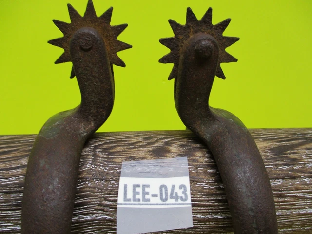 Vintage late 1800's HAND FORGED Iron Spurs with BLOOD LETTING ROWELS 2