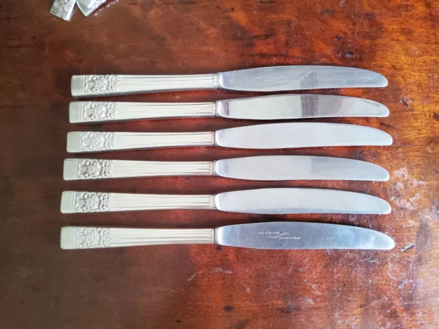 6x Quality Silver Plated Coronation Pattern Oneida Community plate knive  24.5cm