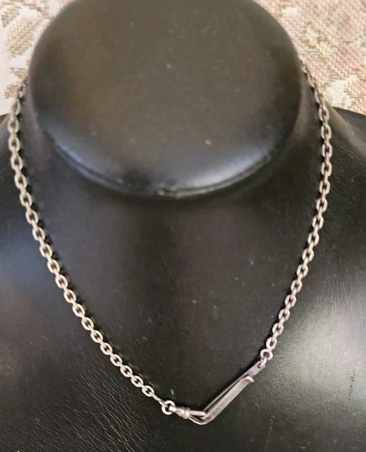 Collier Ancien En Argent Avec Poinçons - Mailles Grosses, Longueur 49.5 Cm - Occasion
