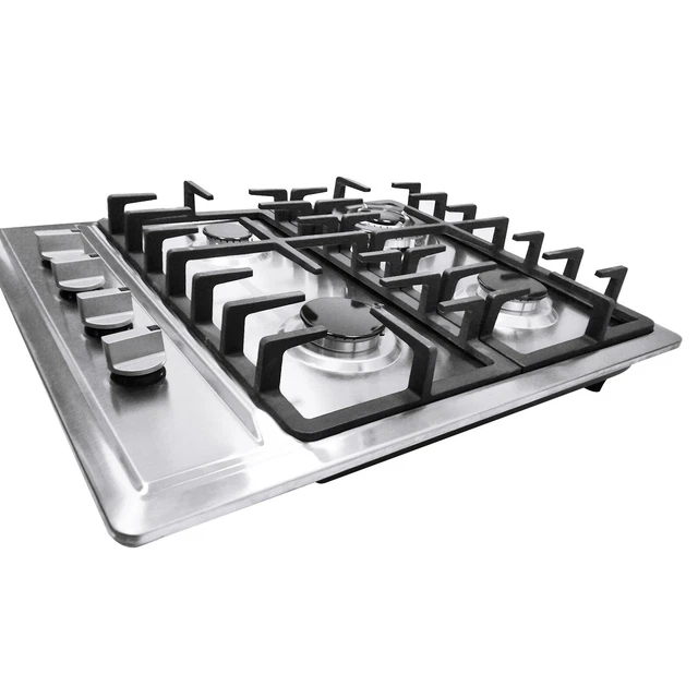 23INCH GAS COOKTOP Stove Top 4Burners BuiltIn LPG/NG Gas Cooktops Easy