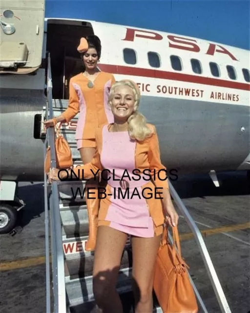 PSA AIRLINES SEXY CUTE STEWARDESS 8x10 PHOTO AVIATION FLIGHT ATTENDANT FASHION