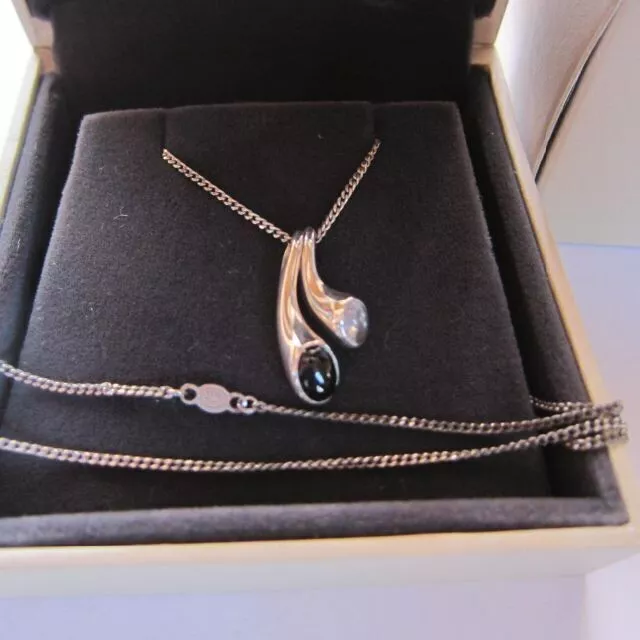 GEORG JENSEN Sterling Silver 925 Carnival Pendant Necklace w/Onyx & Moonstone