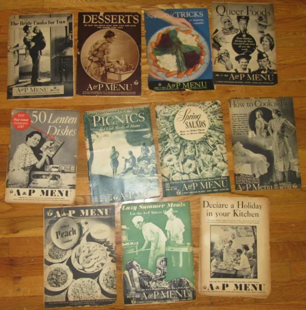 11 A&P Supermarkets Weekly  Recipes & Menu's  1936/37