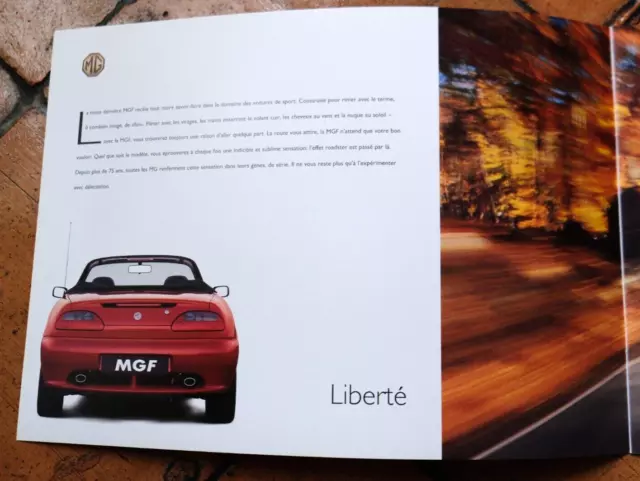🚘 Brochure Automobile 2000's MG F MGF Catalogue Document Prospekt Sales French 3