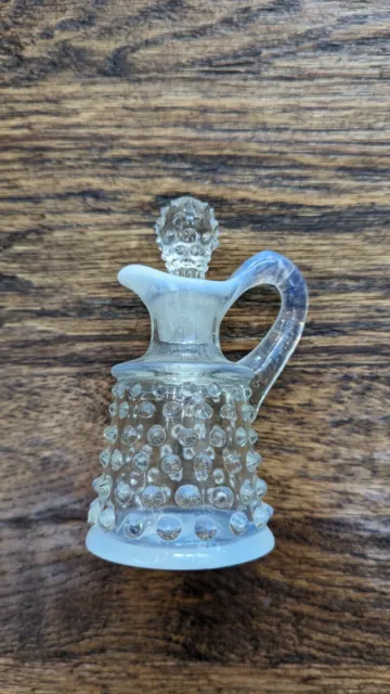 Vintage Antique Fenton Hobnail Opalescent Glass Clear White Vase Bowl Dish Rare