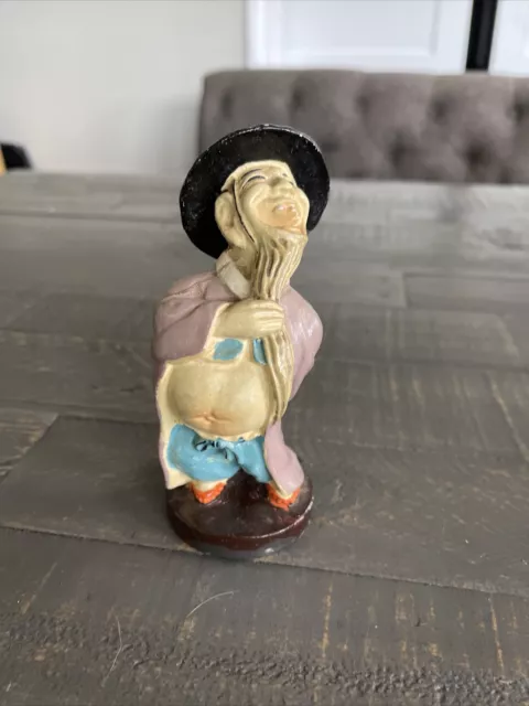 Vintage Acrylic Painted Japanese Man Laughing Figurine