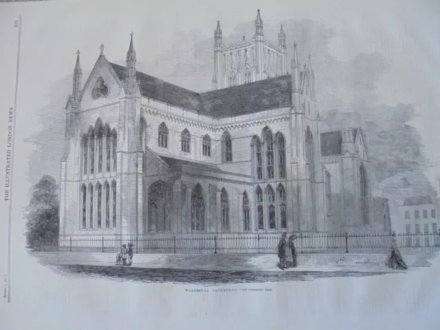 Worcester Cathedral 1861 print ref ab