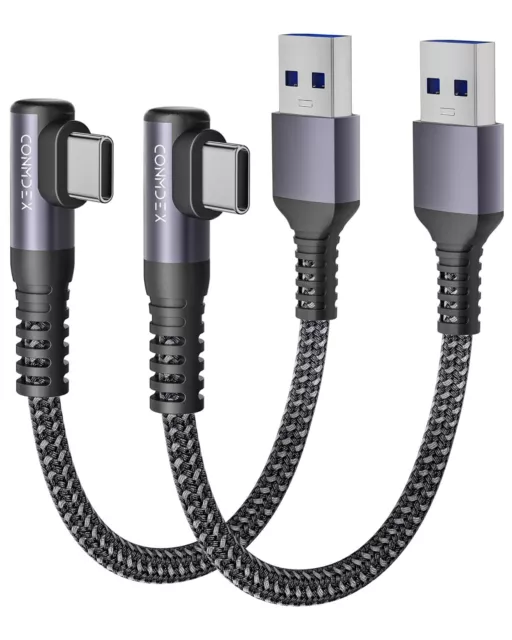 CONMDEX USB auf C Kabel rechter Winkel 20 cm/0,2 m 10 Gbps Datentyp 20 cm, grau