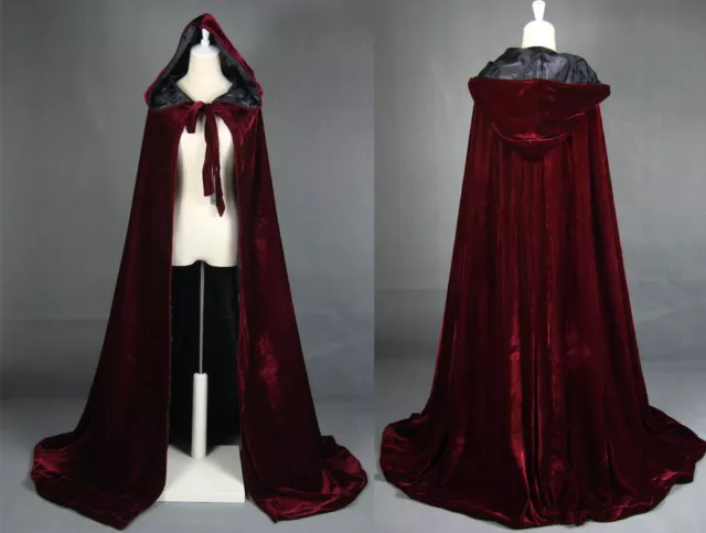 Cloak Hooded Velvet Satin Cape Renaissance Clothing Medieval Costume Capes Cloak