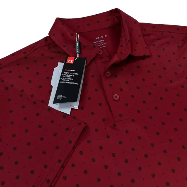 Under Armour Heat Gear The Playoff Golf Polo Mens Size L SLIM FIT Maroon Red NEW