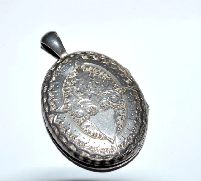 Médaillon Porte-photo Ancien En Argent Massif - Double Face Rond 26 Mm