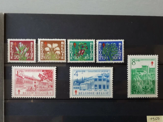 timbres belgique : Antituberculeux 1950 COB n° 834 à 840 NEUF *