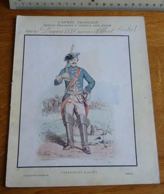 Ancien Protège-cahier Couverture "CARABINIERS (Louis XV)" L'Armée Française
