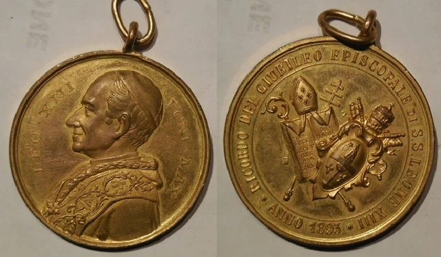 Médaille Vatican 1893 - Jubilé épiscopal Du Pape Léon XIII, Bronze Doré, 47 Mm