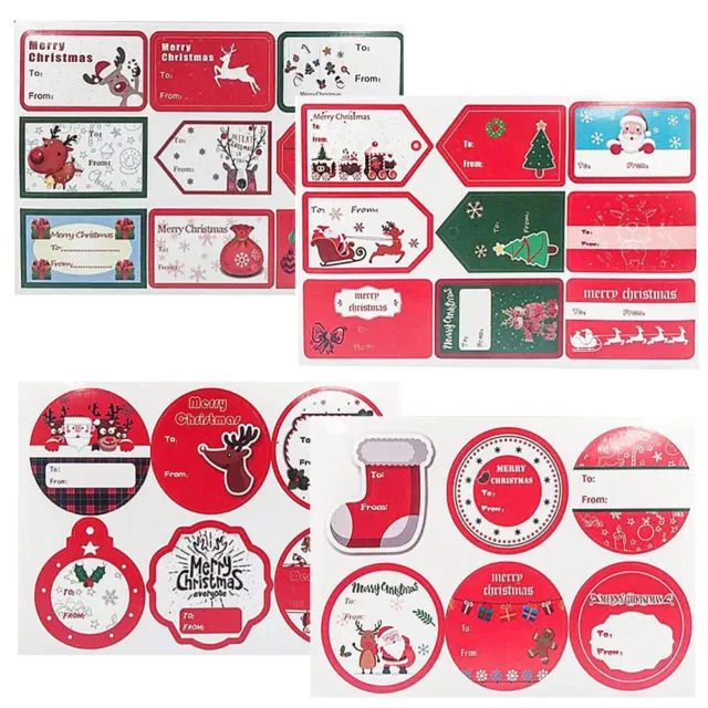 4 Pcs Christmas Stickers Gifts Label Paper Xmas Scrapbooking Baking Sealing