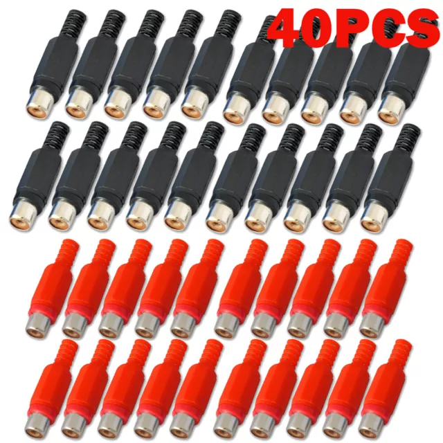 40Pcs Solder RCA Plug Female Audio Video Adapter Connector Professional