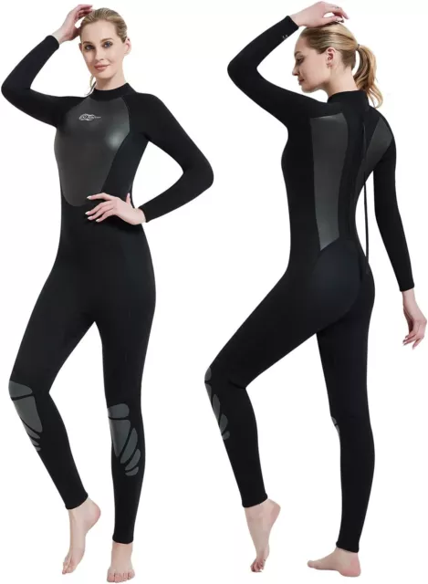 Womens AONYIYI Black 3mm Long Sleeve Full Length Neoprene Wetsuit - Size XS