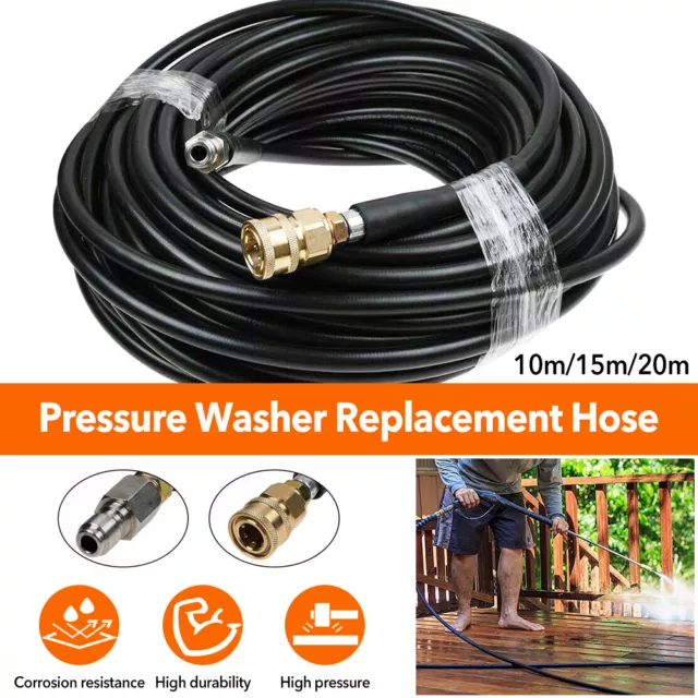 20M High Pressure Washer Hose 3/8'' Connect Water Replacement Pipe Cleaner Clean