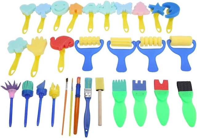 Set di pennelli per spugne per pittura per bambini 30 pezzi Kit di giocattoli