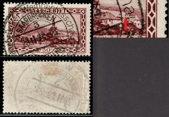 Saargebiet 1926 Mi.-Nr. 114 II PF Plattenfehler gestempelt. 