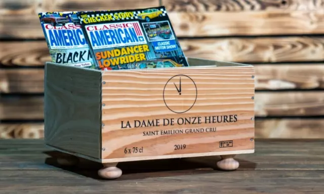 Scatola Vino Rustica Francese In Legno - Porta Giornale Porta Riviste Organizzatore Ordinato.